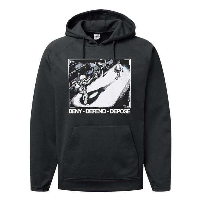 Assassination Print Deny Defend Depose Performance Fleece Hoodie