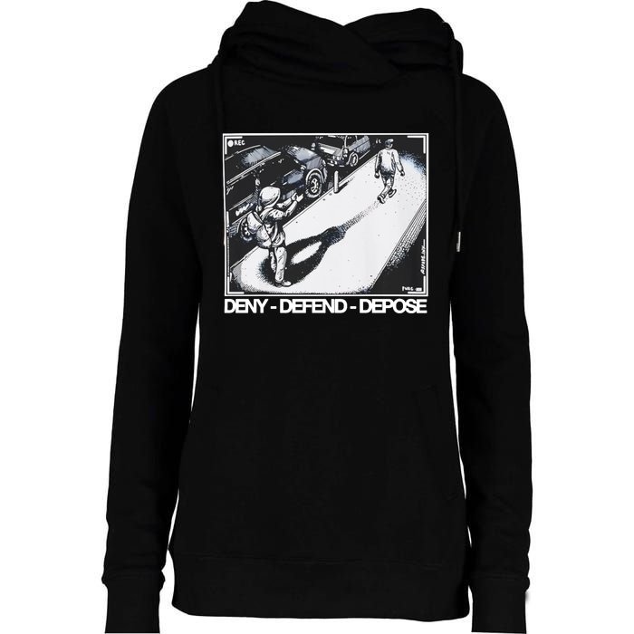 Assassination Print Deny Defend Depose Womens Funnel Neck Pullover Hood