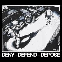 Assassination Print Deny Defend Depose Flat Bill Trucker Hat