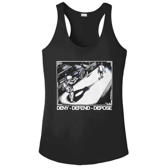 Assassination Print Deny Defend Depose Ladies PosiCharge Competitor Racerback Tank