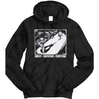 Assassination Print Deny Defend Depose Tie Dye Hoodie