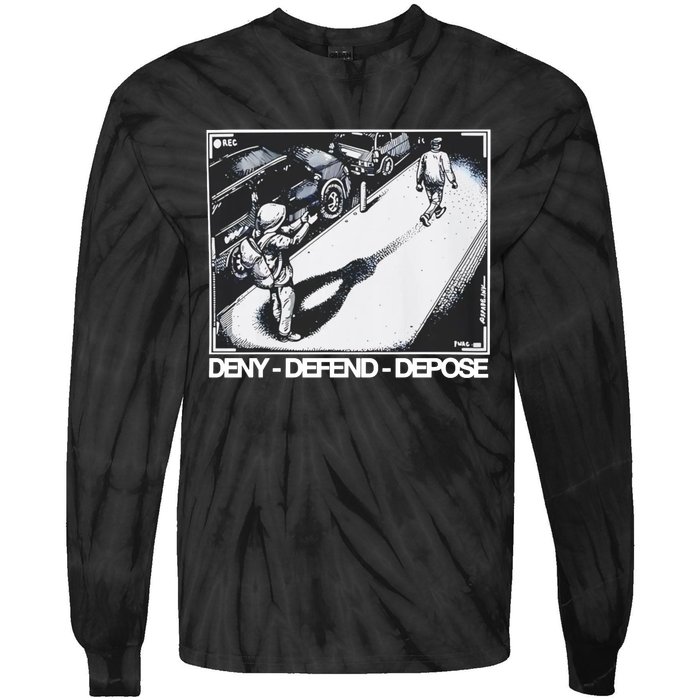 Assassination Print Deny Defend Depose Tie-Dye Long Sleeve Shirt