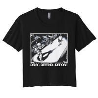 Assassination Print Deny Defend Depose Women's Crop Top Tee