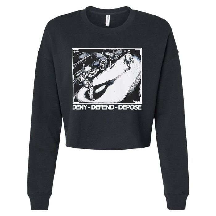 Assassination Print Deny Defend Depose Cropped Pullover Crew