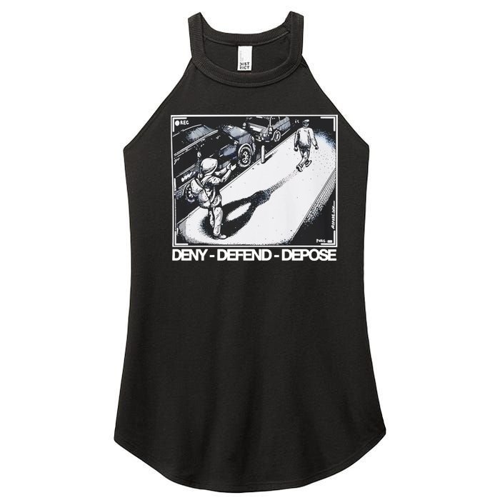 Assassination Print Deny Defend Depose Women's Perfect Tri Rocker Tank