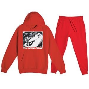 Assassination Print Deny Defend Depose Premium Hooded Sweatsuit Set