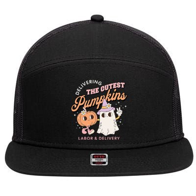 Adorable Pumpkin Delivery Halloween Costume 7 Panel Mesh Trucker Snapback Hat