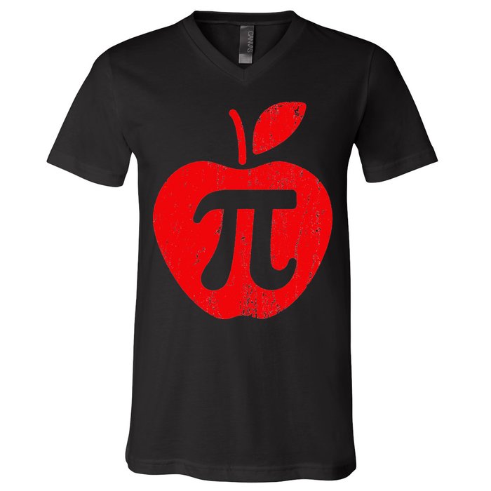Apple Pi Day Funny Math Nerd Pie Teacher 3.14 V-Neck T-Shirt