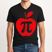 Apple Pi Day Funny Math Nerd Pie Teacher 3.14 V-Neck T-Shirt