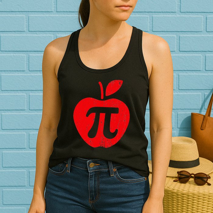 Apple Pi Day Funny Math Nerd Pie Teacher 3.14 Womens Tank Top