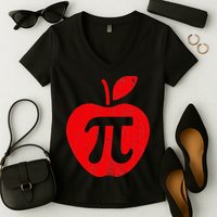 Apple Pi Day Funny Math Nerd Pie Teacher 3.14 Women's V-Neck T-Shirt
