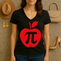 Apple Pi Day Funny Math Nerd Pie Teacher 3.14 Women's V-Neck T-Shirt