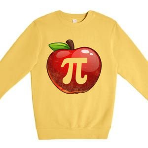 Apple Pi Day Great Gift Funny Math Nerd Pie Teacher 3 14 Gift Premium Crewneck Sweatshirt