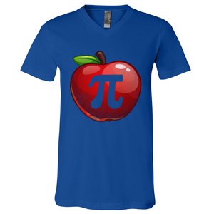 Apple Pi Day Great Gift Funny Math Nerd Pie Teacher 3 14 Gift V-Neck T-Shirt