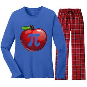 Apple Pi Day Great Gift Funny Math Nerd Pie Teacher 3 14 Gift Women's Long Sleeve Flannel Pajama Set 