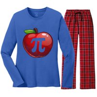 Apple Pi Day Great Gift Funny Math Nerd Pie Teacher 3 14 Gift Women's Long Sleeve Flannel Pajama Set 