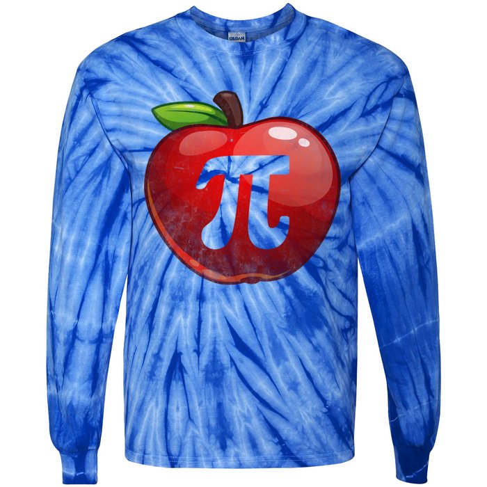 Apple Pi Day Great Gift Funny Math Nerd Pie Teacher 3 14 Gift Tie-Dye Long Sleeve Shirt