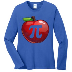 Apple Pi Day Great Gift Funny Math Nerd Pie Teacher 3 14 Gift Ladies Long Sleeve Shirt