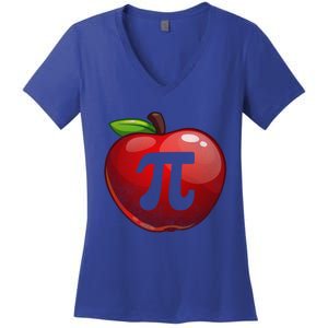 Apple Pi Day Great Gift Funny Math Nerd Pie Teacher 3 14 Gift Women's V-Neck T-Shirt