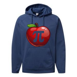 Apple Pi Day Great Gift Funny Math Nerd Pie Teacher 3 14 Gift Performance Fleece Hoodie