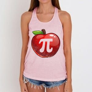 Apple Pi Day Great Gift Funny Math Nerd Pie Teacher 3 14 Gift Women's Knotted Racerback Tank