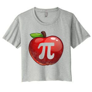 Apple Pi Day Great Gift Funny Math Nerd Pie Teacher 3 14 Gift Women's Crop Top Tee