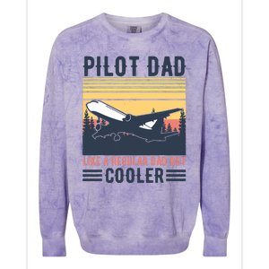 Aviation Pilot Dad Like A Normal Dad But Cooler Funny Pilot Colorblast Crewneck Sweatshirt