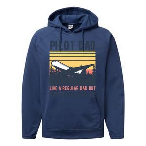 Aviation Pilot Dad Like A Normal Dad But Cooler Funny Pilot Performance Fleece Hoodie