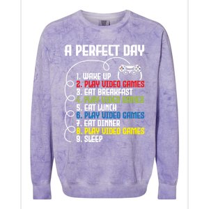 A Perfect Day Funny Gaming Gamer Video Game Meaningful Gift Colorblast Crewneck Sweatshirt