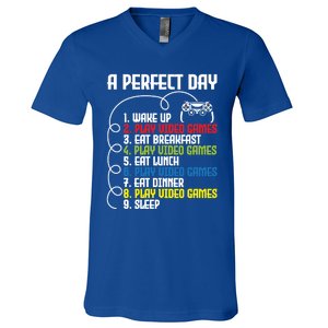 A Perfect Day Funny Gaming Gamer Video Game Meaningful Gift V-Neck T-Shirt