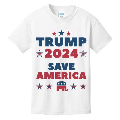 American President Donald Trump 2024 Save America Flag US Election Kids T-Shirt