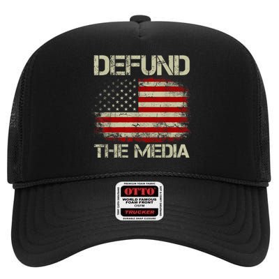 Antimisinformation Political Defund The Media High Crown Mesh Back Trucker Hat