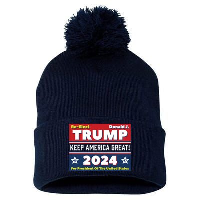 American President Donald Trump 2024 Keep America Great US Election Pom Pom 12in Knit Beanie