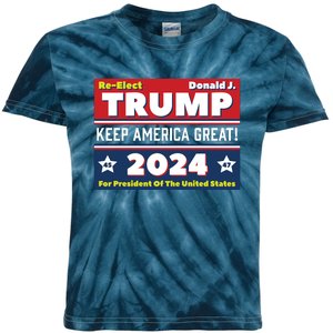 American President Donald Trump 2024 Keep America Great US Election Kids Tie-Dye T-Shirt