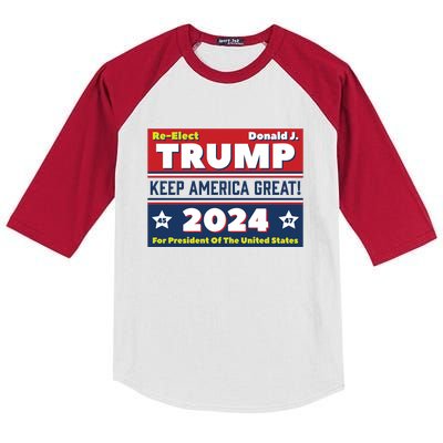 American President Donald Trump 2024 Keep America Great US Election Kids Colorblock Raglan Jersey