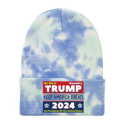 American President Donald Trump 2024 Keep America Great US Election Tie Dye 12in Knit Beanie