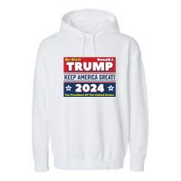 American President Donald Trump 2024 Keep America Great US Election Garment-Dyed Fleece Hoodie