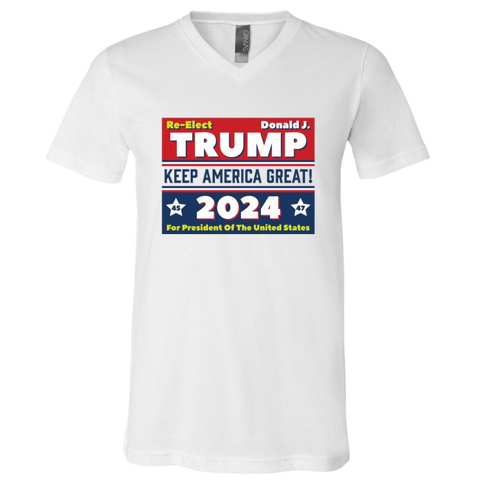 American President Donald Trump 2024 Keep America Great US Election V-Neck T-Shirt