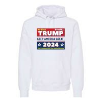 American President Donald Trump 2024 Keep America Great US Election Premium Hoodie