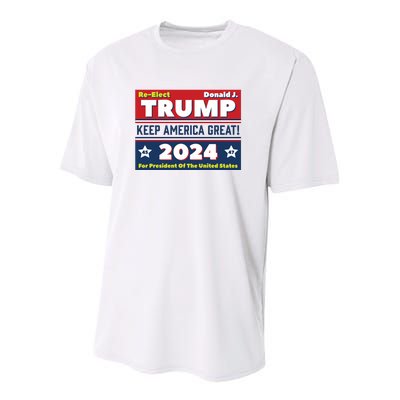 American President Donald Trump 2024 Keep America Great US Election Youth Performance Sprint T-Shirt