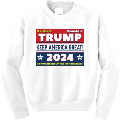 American President Donald Trump 2024 Keep America Great US Election Kids Sweatshirt