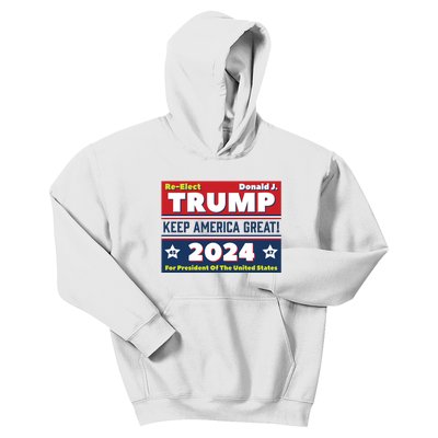 American President Donald Trump 2024 Keep America Great US Election Kids Hoodie