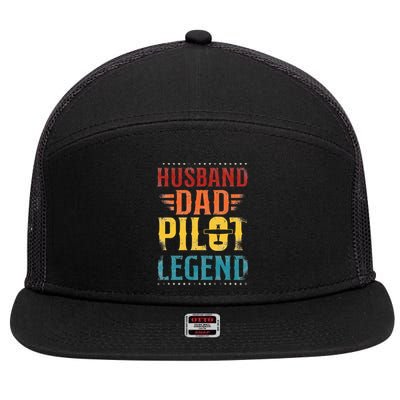 Airplane Pilot Dad Father Vintage Retro Husband Dad Pilot 7 Panel Mesh Trucker Snapback Hat