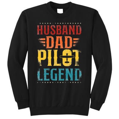 Airplane Pilot Dad Father Vintage Retro Husband Dad Pilot Tall Sweatshirt