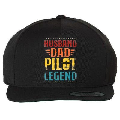 Airplane Pilot Dad Father Vintage Retro Husband Dad Pilot Wool Snapback Cap