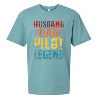 Airplane Pilot Dad Father Vintage Retro Husband Dad Pilot Sueded Cloud Jersey T-Shirt