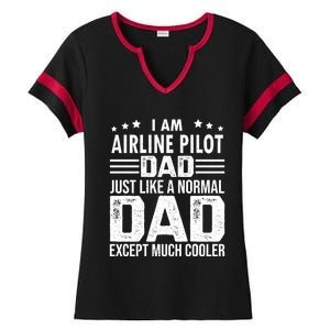 Airline Pilot Dad Irplane Airline Pilot Fathers Day Gift Ladies Halftime Notch Neck Tee