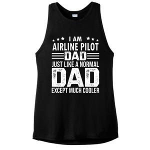 Airline Pilot Dad Irplane Airline Pilot Fathers Day Gift Ladies PosiCharge Tri-Blend Wicking Tank