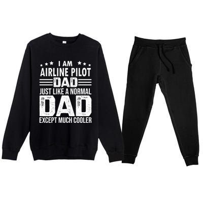 Airline Pilot Dad Irplane Airline Pilot Fathers Day Gift Premium Crewneck Sweatsuit Set