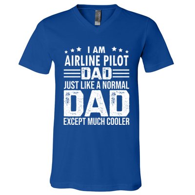 Airline Pilot Dad Irplane Airline Pilot Fathers Day Gift V-Neck T-Shirt